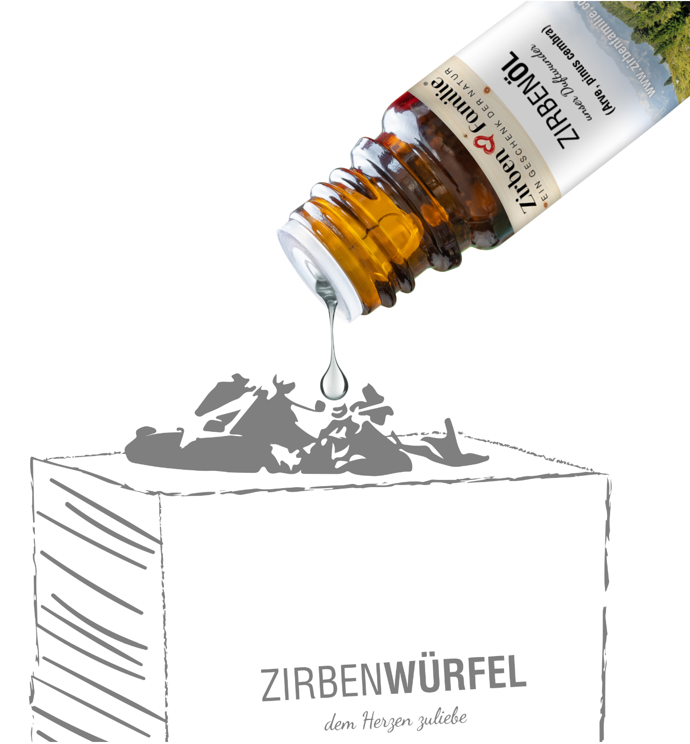 Zirbenöl 10ml 100% rein Natur mit Zirbenholzwürfel 