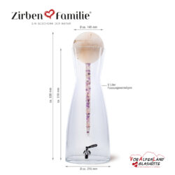 Glungezer Riese 9 Liter Wasserkaraffe aus Glas mit ZirbenKugel EdelsteinStab Abmessungen